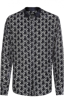 Рубашка на молнии из смеси вискозы и шелка Giorgio Armani