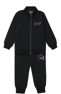 Хлопковый спортивный костюм с контрастной надписью Ea 7