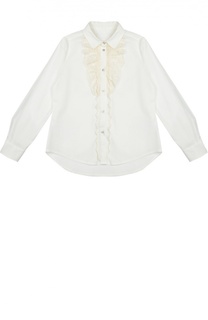 Хлопковая блуза с кружевной отделкой Ermanno Scervino