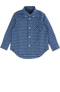 Хлопковая рубашка в клетку с воротником button down Polo Ralph Lauren