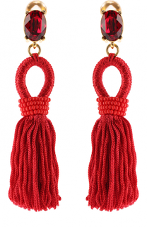 Серьги-клипсы с кистями и камнями Oscar de la Renta