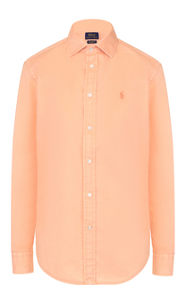 Блуза прямого кроя с вышитым логотипом бренда Polo Ralph Lauren