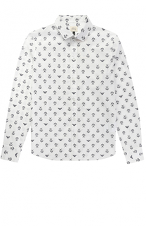 Хлопковая рубашка с принтом Giorgio Armani