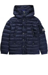 Пуховая куртка с капюшоном и накладным карманом Moncler Enfant