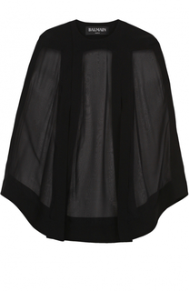 Шелковый полупрозрачный топ свободного кроя Balmain