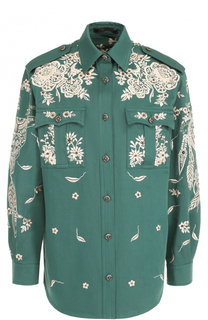 Блуза с накладными карманами и контрастной вышивкой Roberto Cavalli