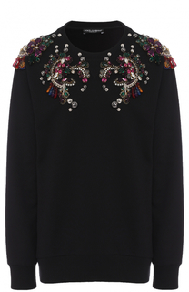 Пуловер с круглым вырезом и декоративной отделкой Dolce &amp; Gabbana