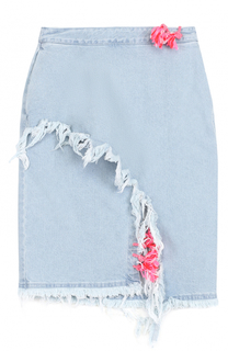 Джинсовая юбка с разрезом и потертостями Steve J &amp; Yoni P