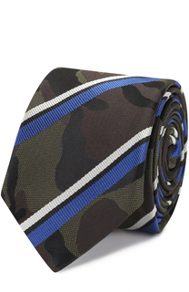 Шелковый галстук с камуфляжным принтом в полоску Valentino
