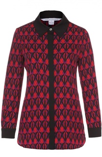 Шелковая блуза прямого кроя с контрастным принтом Diane Von Furstenberg