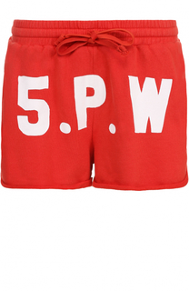 Хлопковые мини-шорты с контрастной надписью 5PREVIEW