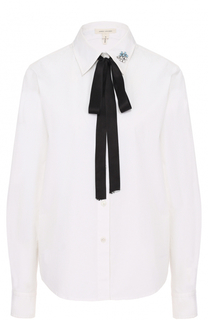 Хлопковая блуза с воротником аскот и брошью Marc Jacobs