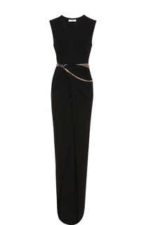 Платье-макси с поясом и высоким разрезом Lanvin