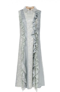 Кружевное платье без рукавов с оборками Lanvin