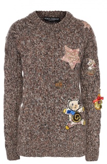 Кашемировый пуловер фактурной вязки с контрастной отделкой Dolce &amp; Gabbana