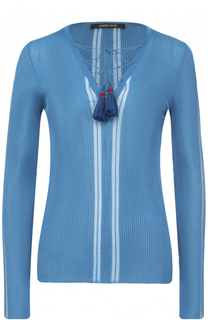 Облегающий пуловер с V-образным вырезом и шнуровкой Roberto Cavalli