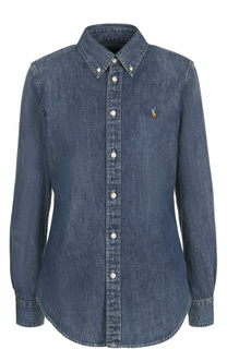 Приталенная джинсовая блуза с логотипом бренда Polo Ralph Lauren