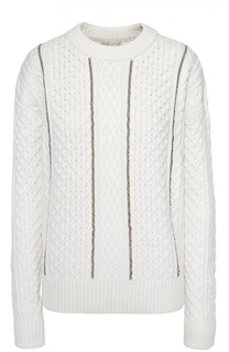 Пуловер фактурной вязки с металлизированной отделкой MICHAEL Michael Kors