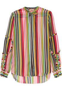 Шелковая блуза в контрастную полоску с воротником-аскот No. 21