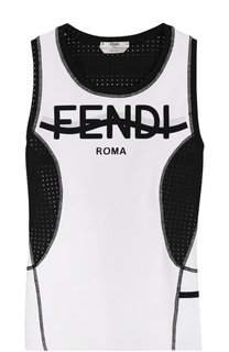 Топ с логотипом бренда и перфорированными вставками Fendi