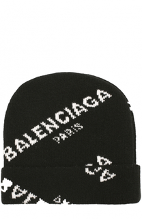 Вязаная шапка из шерсти с надписями Balenciaga