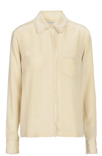 Шелковая блуза с бахромой и накладным карманом Dries Van Noten