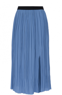 Плиссированная юбка с разрезом и контрастным поясом Marni