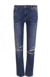 Укороченные расклешенные джинсы с потертостями Paige