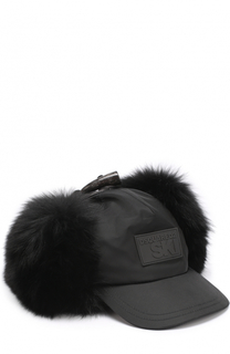 Текстильная кепка с отделкой из меха лисы Dsquared2