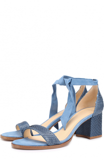 Босоножки из замши и кожи питона на устойчивом каблуке Alexandre Birman