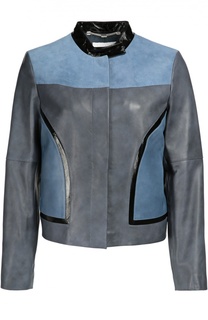 Кожаная куртка прямого кроя с контрастной отделкой Escada Sport