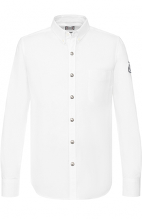 Хлопковая рубашка с воротником button down Moncler