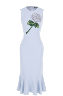 Платье-миди с юбкой-годе и цветочной отделкой Dolce &amp; Gabbana