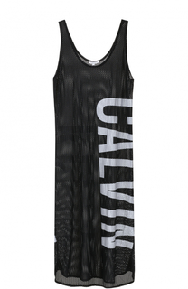 Перфорированное платье-миди с надписью Calvin Klein