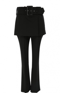 Шерстяные брюки прямого кроя с баской и широким поясом Givenchy