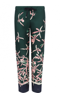 Шелковые укороченные брюки с цветочным принтом Moncler