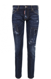 Джинсы прямого кроя с декоративными заплатками Dsquared2