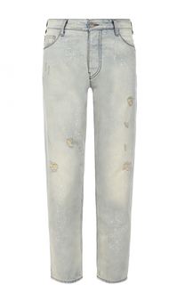 Джинсы прямого кроя с потертостями Armani Jeans