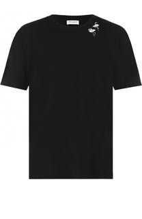 Хлопковая футболка с контрастной отделкой Saint Laurent