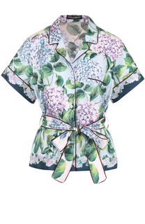 Шелковая блуза с цветочным принтом и укороченным рукавом Dolce &amp; Gabbana