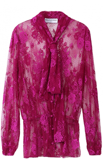 Кружевная блуза с воротником аскот Balenciaga