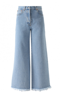Расклешенные джинсы с завышенной талией и потертостями Forte Couture