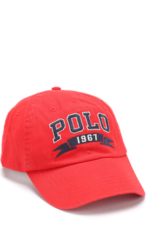 Хлопковая бейсболка с логотипом бренда Polo Ralph Lauren