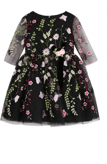 Мини-платье с цветочной вышивкой и декором David Charles