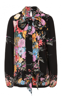 Шелковая блуза с цветочным принтом и воротником аскот No. 21