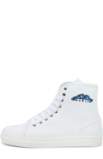 Высокие кожаные кеды с принтом Kenzo