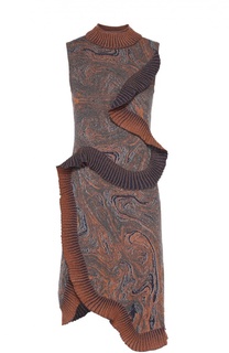 Вязаное платье асимметричного кроя с оборками Lanvin