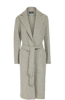 Шерстяное пальто с поясом и широкими лацканами Polo Ralph Lauren