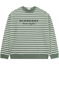 Хлопковый свитшот в полоску с логотипом бренда Burberry