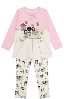 Пижама из эластичного хлопка с принтом Dolce &amp; Gabbana
